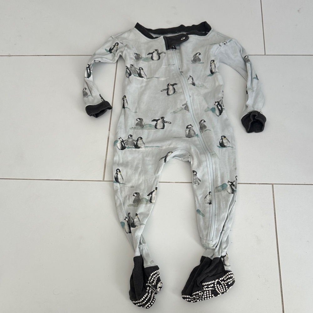 Burt's Bees Baby Penguin Print Footed One Piece 6/9m footie